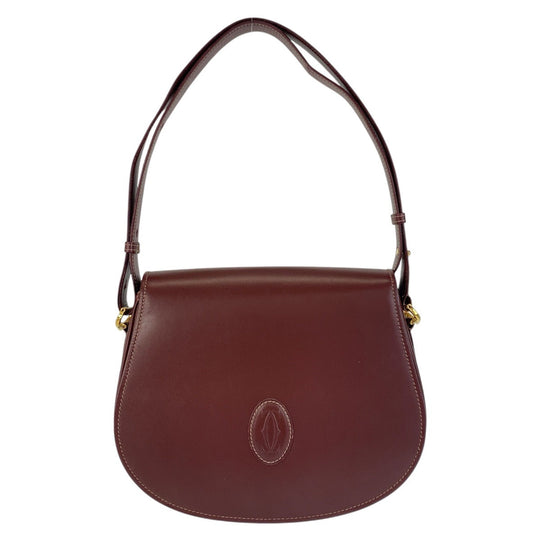 CARTIER Shoulder Bag leather wine-red Must Line