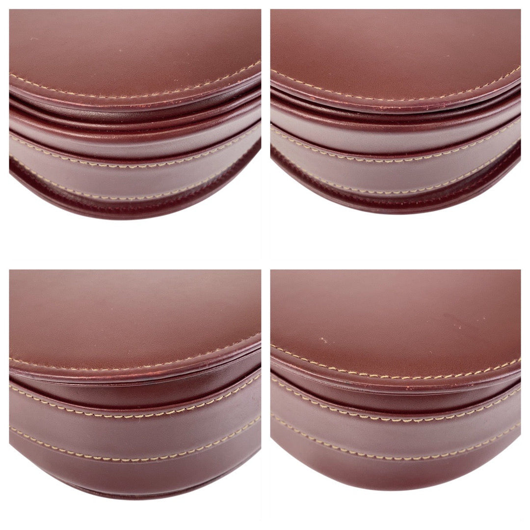 CARTIER Shoulder Bag leather wine-red Must Line
