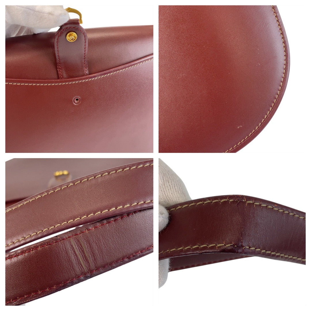 CARTIER Shoulder Bag leather wine-red Must Line