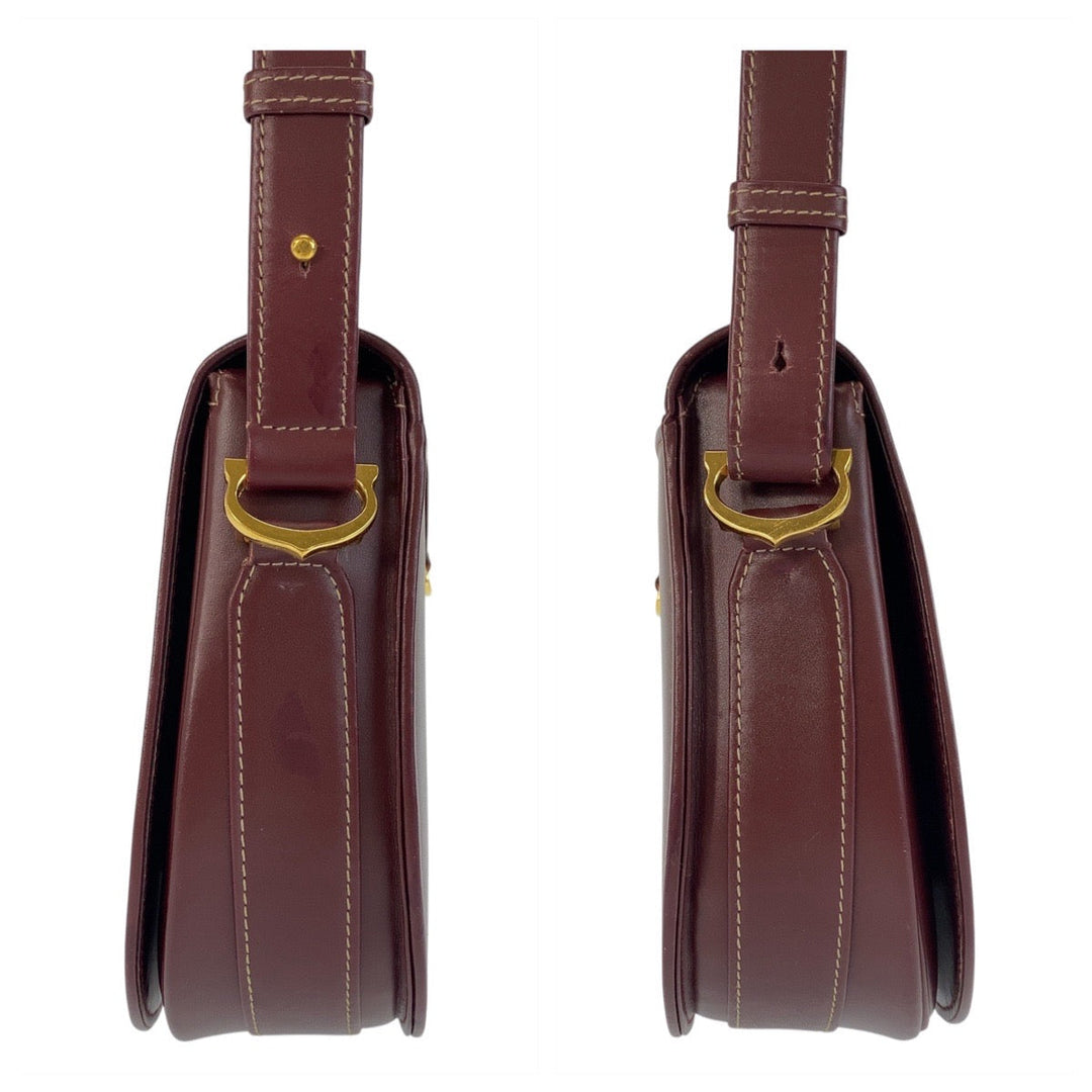 CARTIER Shoulder Bag leather wine-red Must Line