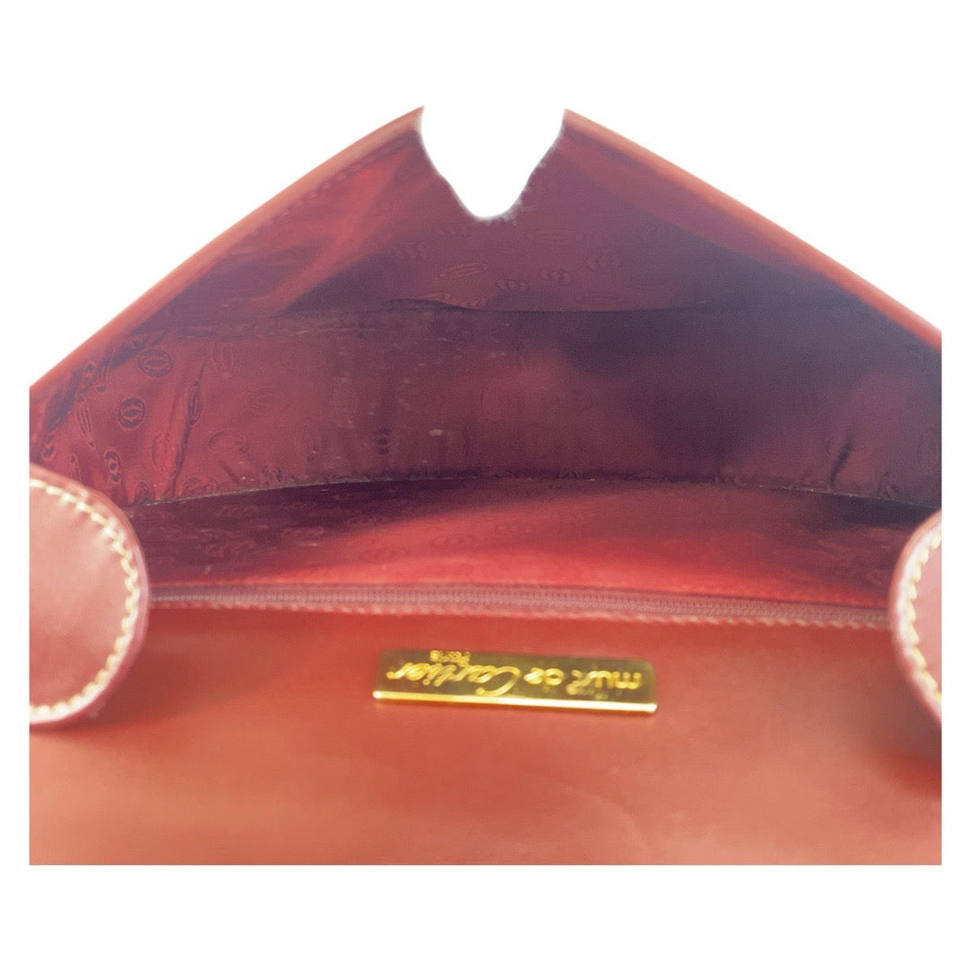 CARTIER Shoulder Bag leather wine-red Must Line