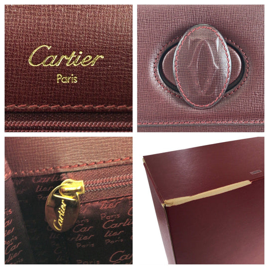 CARTIER Handbag leather wine-red Must Line