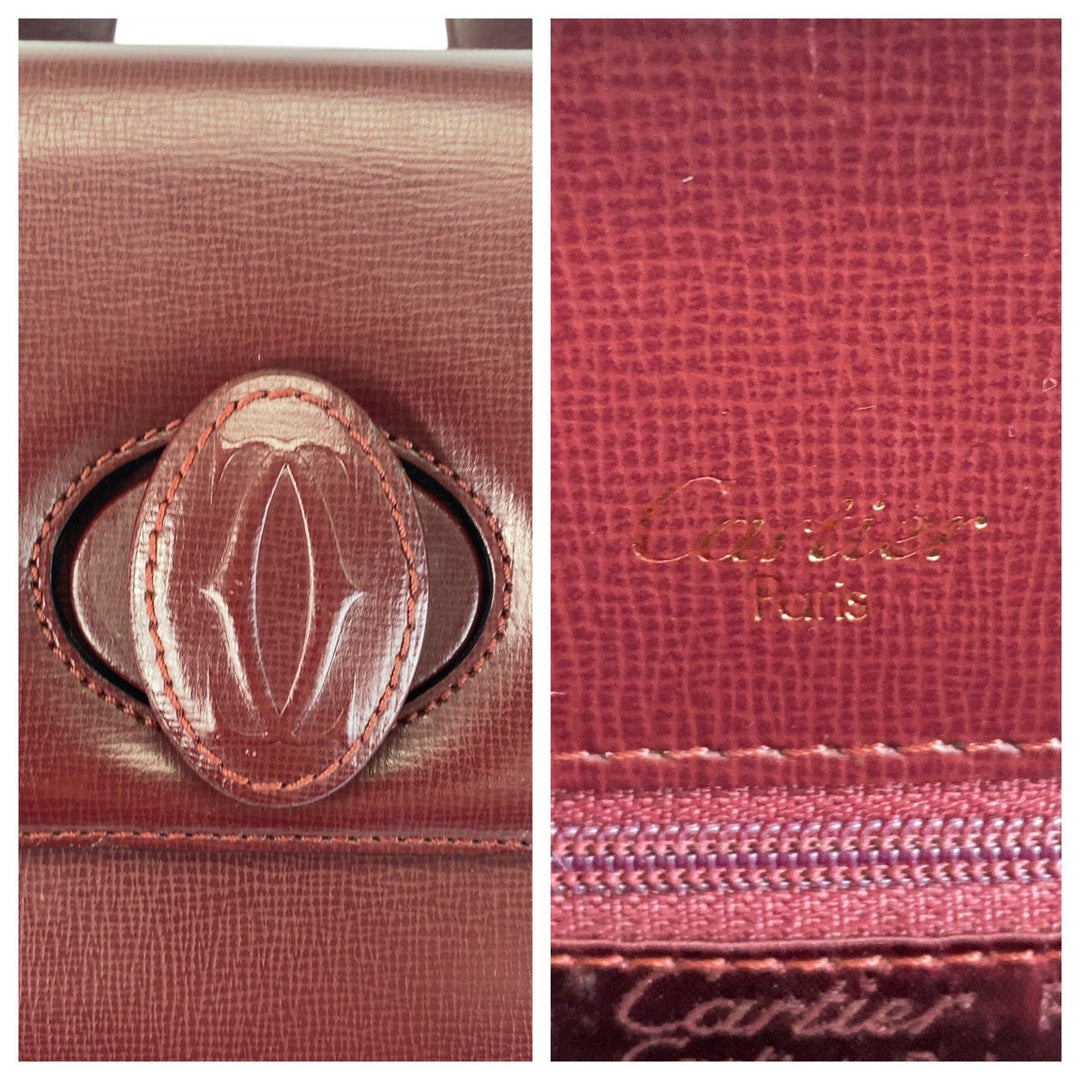 CARTIER Backpack leather wine-red Must Line