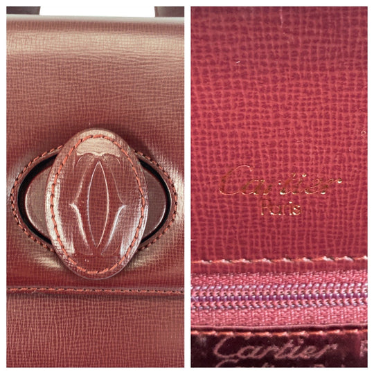 CARTIER Backpack leather wine-red Must Line
