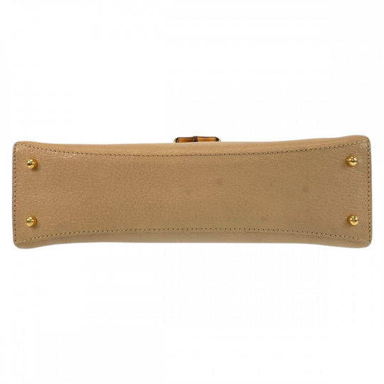 GUCCI Handbag 000 110 Leather, Bamboo Beige Gold Metal Handbag Bamboo Women Used Authentic