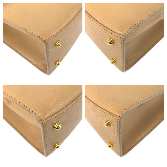 GUCCI Handbag 000 110 Leather, Bamboo Beige Gold Metal Handbag Bamboo Women Used Authentic