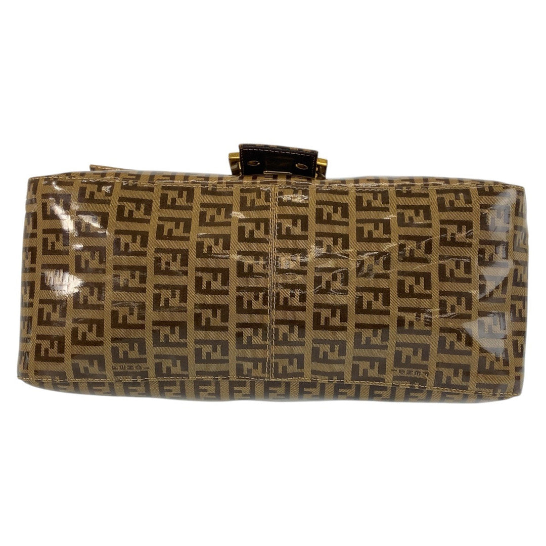 FENDI Shoulder Bag enamel Brown Zucchino Mamma Bucket