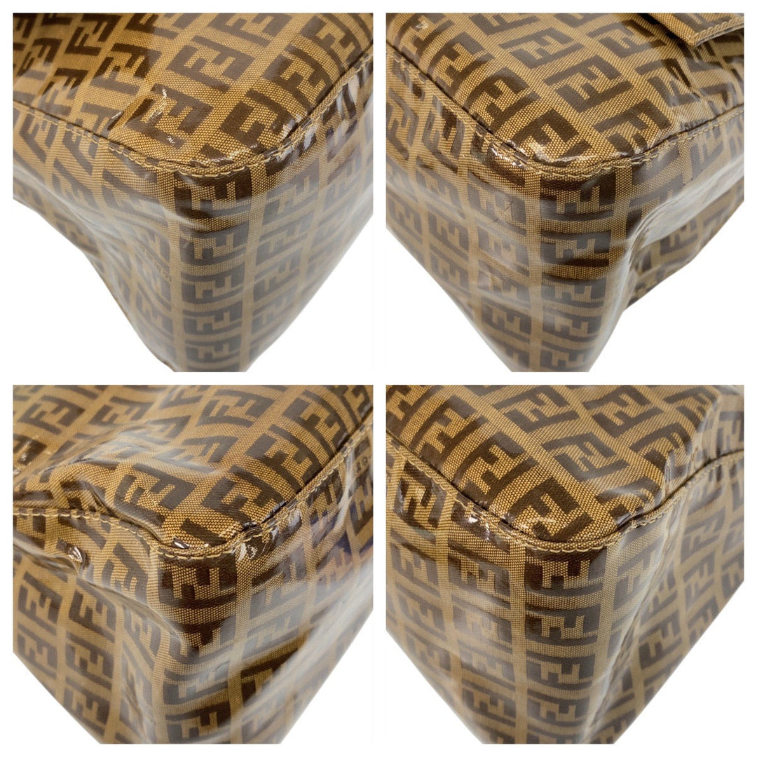 FENDI Shoulder Bag enamel Brown Zucchino Mamma Bucket