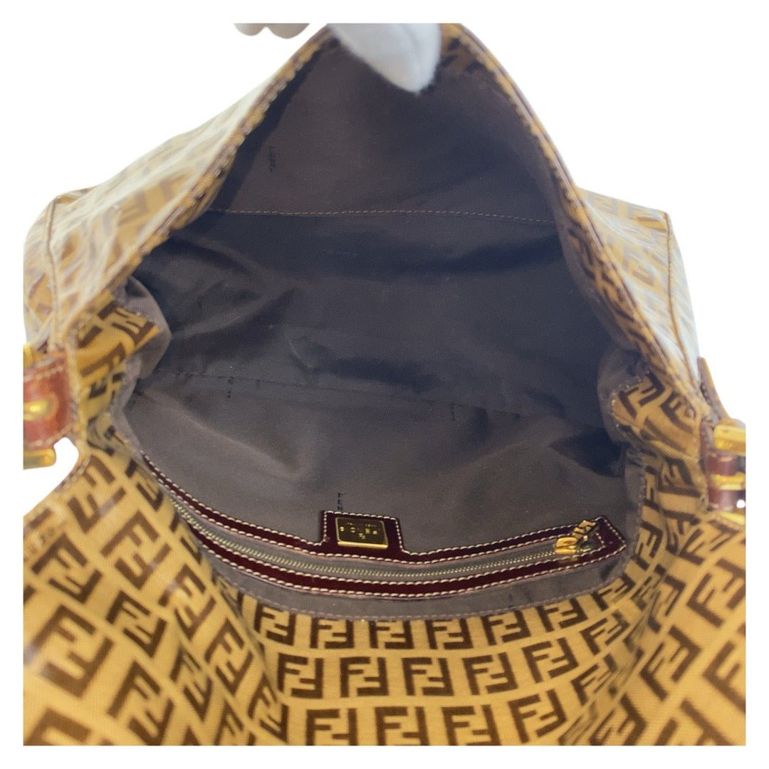 FENDI Shoulder Bag enamel Brown Zucchino Mamma Bucket