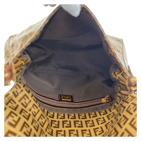 FENDI Shoulder Bag enamel Brown Zucchino Mamma Bucket