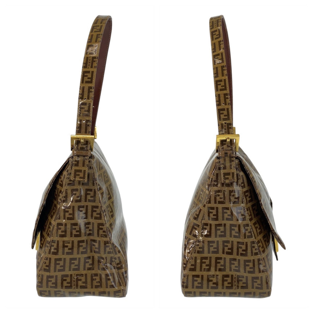 FENDI Shoulder Bag enamel Brown Zucchino Mamma Bucket