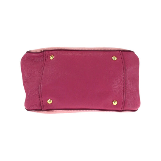 MIUMIU Handbag leather Pink Gold Metal Handbag Tote Bag Madras Women Used Authentic