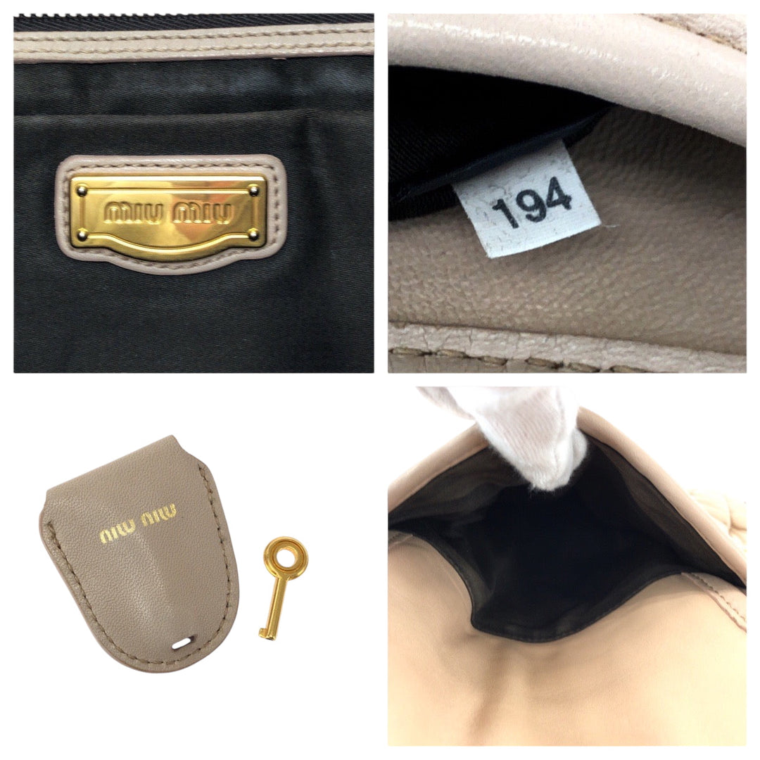 MIUMIU Handbag leather Pink Gold Metal Handbag Materasse Women Used Authentic