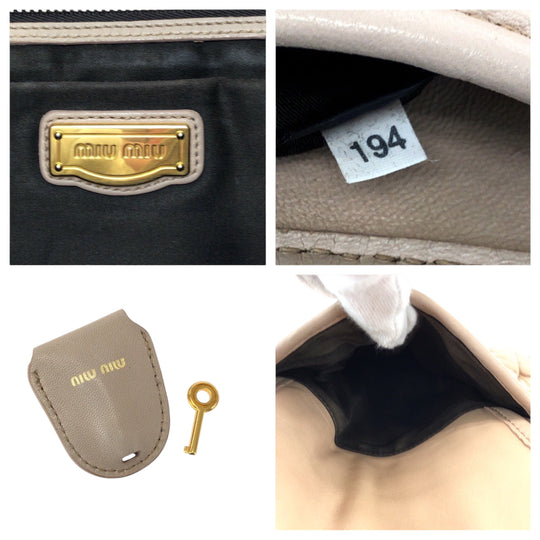 MIUMIU Handbag leather Pink Gold Metal Handbag Materasse Women Used Authentic