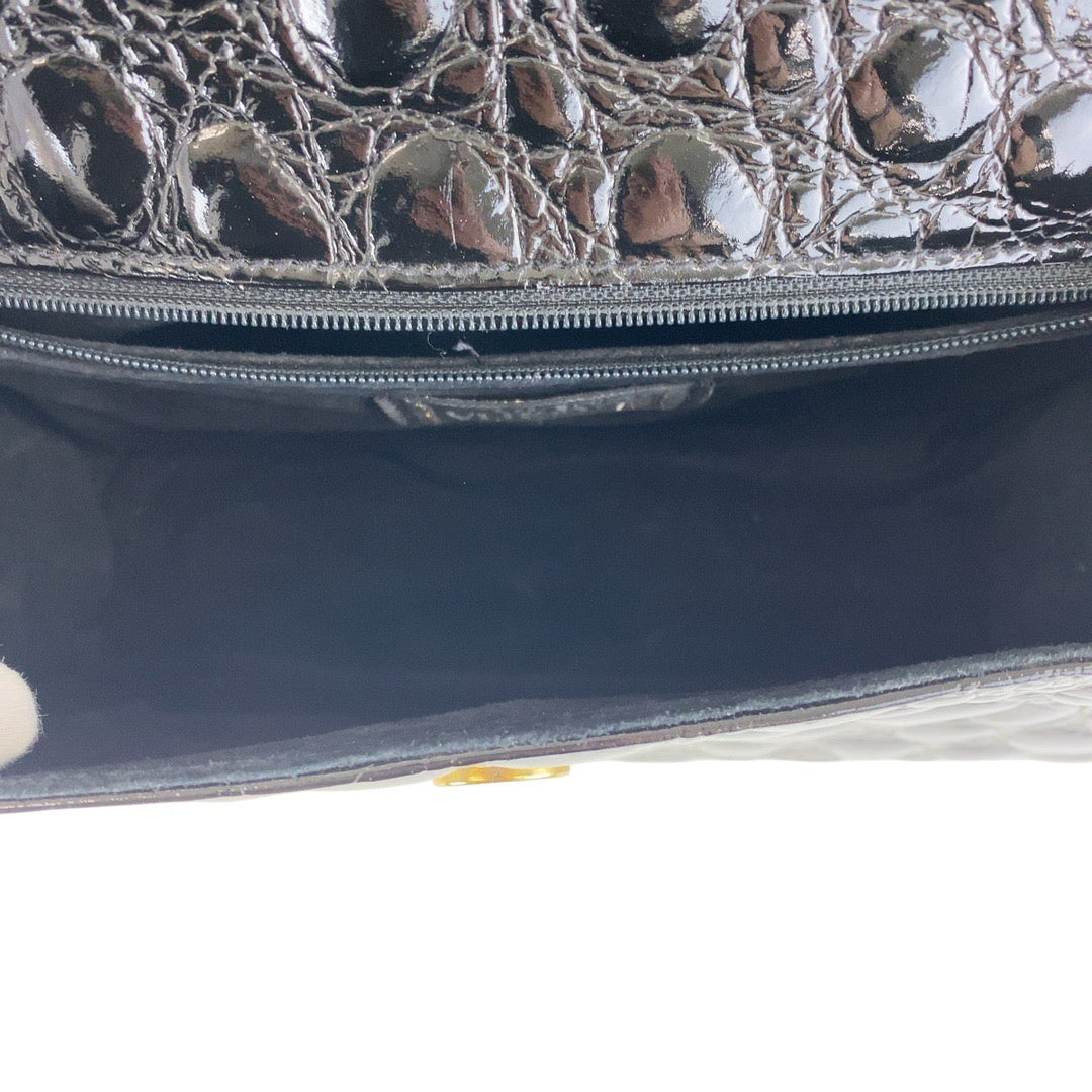 Gianni Versace Handbag enamel black Embossing