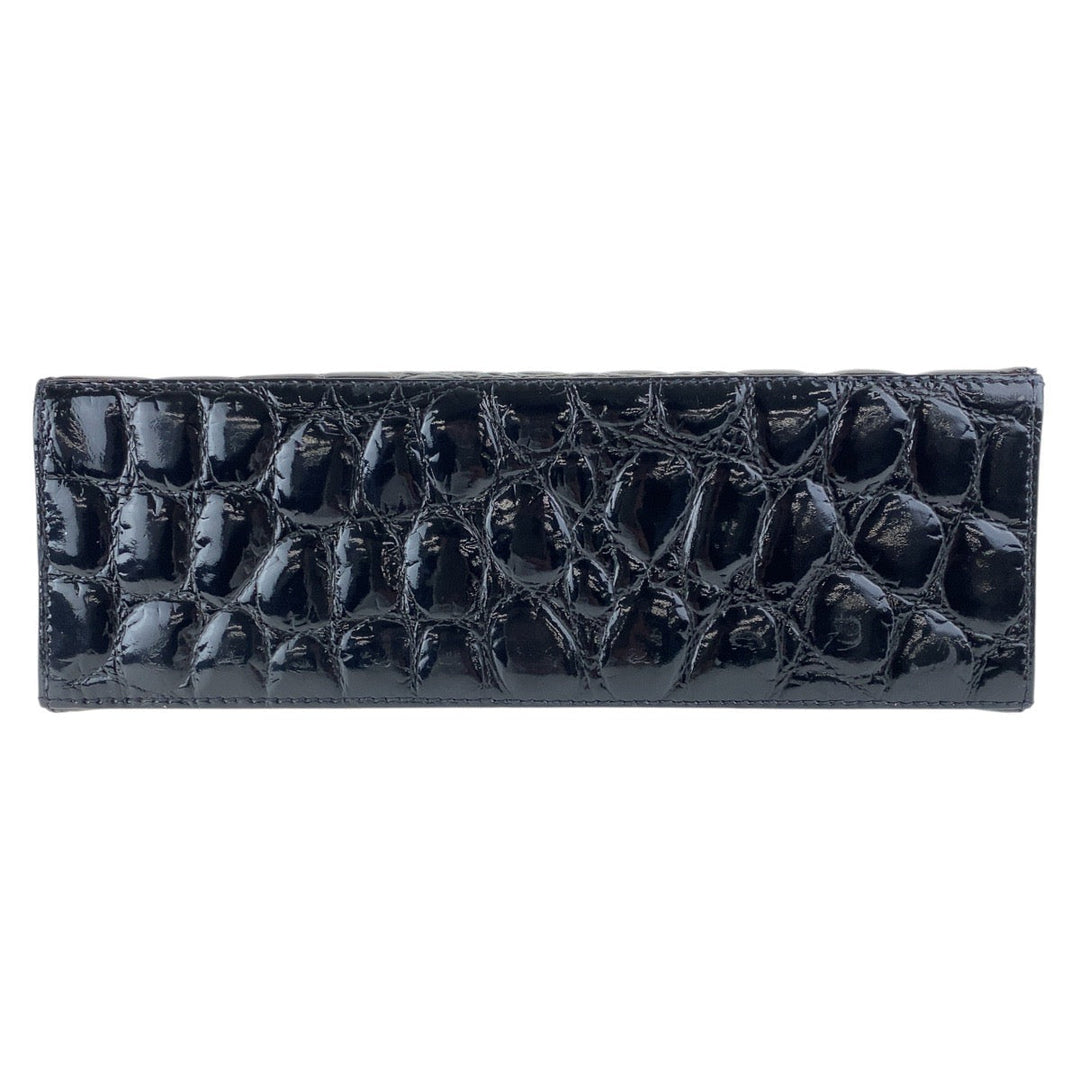 Gianni Versace Handbag enamel black Embossing