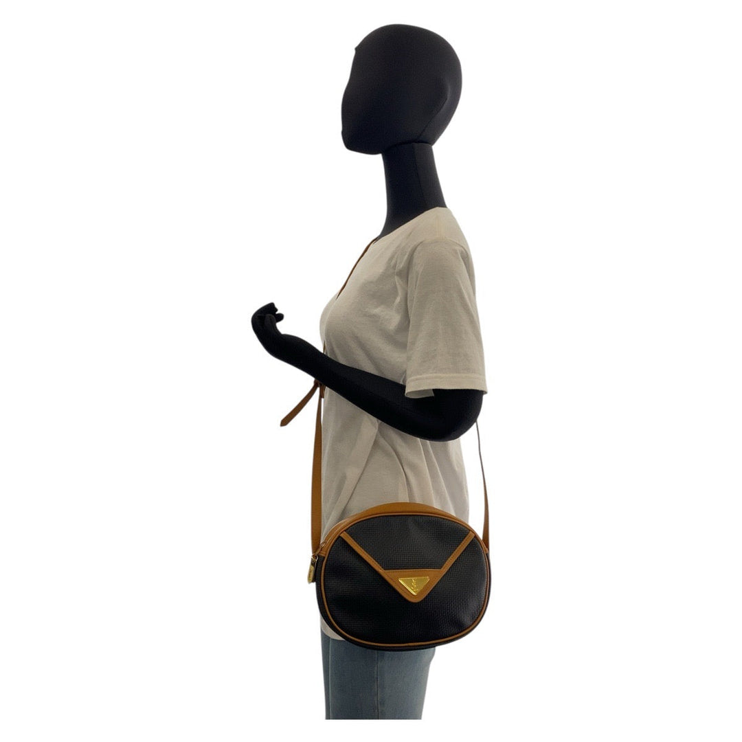 Yves Saint Laurent Shoulder Bag PVC, Leather Black Camel Gold Metal Shoulder Bag pochette YSL Women Used Authentic