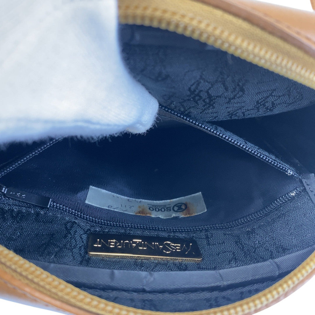 Yves Saint Laurent Shoulder Bag PVC, Leather Black Camel Gold Metal Shoulder Bag pochette YSL Women Used Authentic