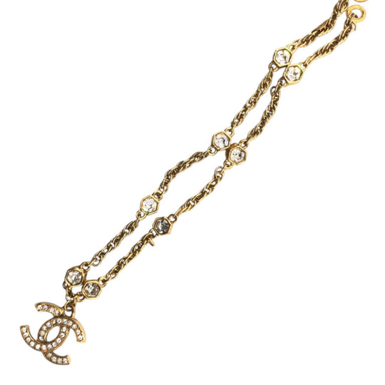 CHANEL Necklace metal gold vintage COCO Mark Strass Long Necklace