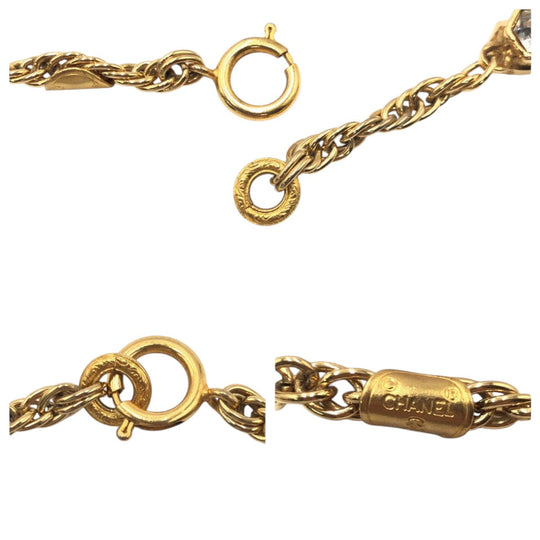 CHANEL Necklace metal gold vintage COCO Mark Strass Long Necklace