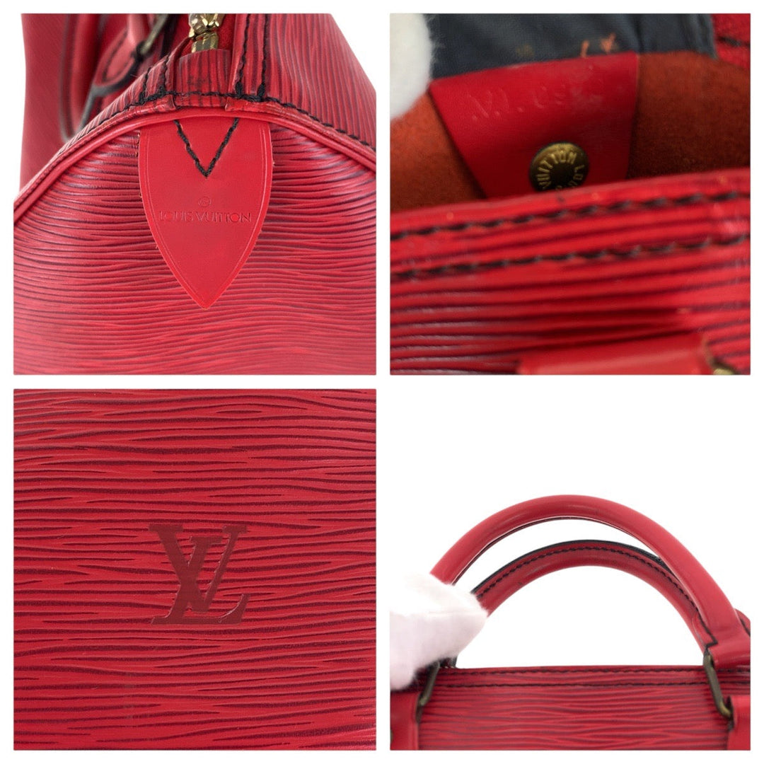 LOUIS VUITTON Handbag M43007 leather Castilian Red Gold Metal Handbags Mini Boston Duffel bag Epi Speedy 30 Women Used Authentic