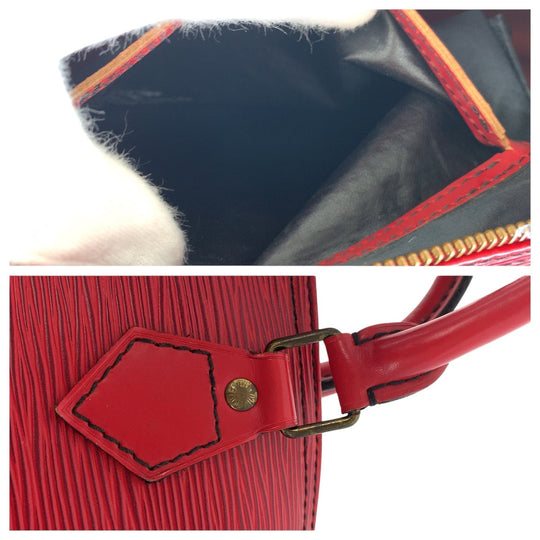 LOUIS VUITTON Handbag M43007 leather Castilian Red Gold Metal Handbags Mini Boston Duffel bag Epi Speedy 30 Women Used Authentic