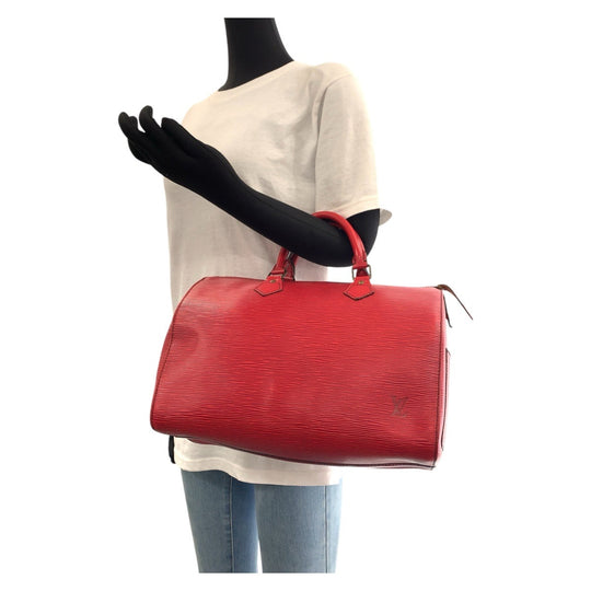 LOUIS VUITTON Handbag M43007 leather Castilian Red Gold Metal Handbags Mini Boston Duffel bag Epi Speedy 30 Women Used Authentic