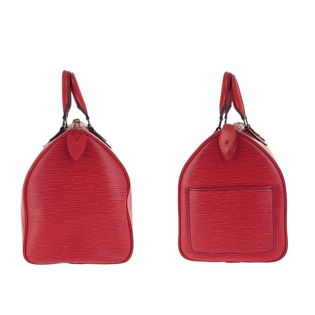 LOUIS VUITTON Handbag M43007 leather Castilian Red Gold Metal Handbags Mini Boston Duffel bag Epi Speedy 30 Women Used Authentic