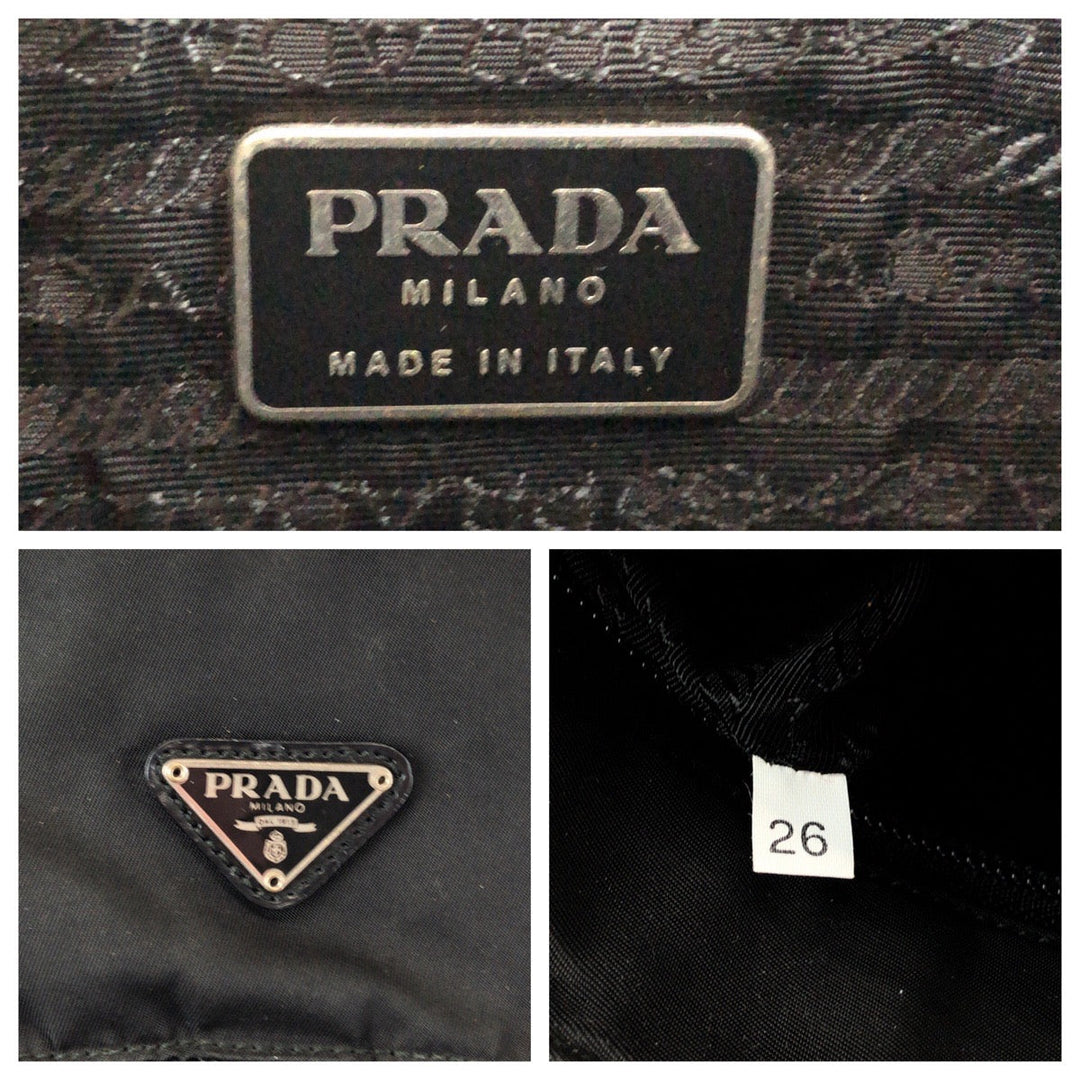 PRADA Shoulder Bag B5469F Nylon black Shoulder Bag pochette Test Triangle With logo Women Used Authentic