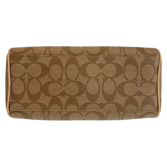 COACH Handbag PVC, Leather Beige SilverMetal Handbag Shoulder Bag 2way Signature Women Used Authentic