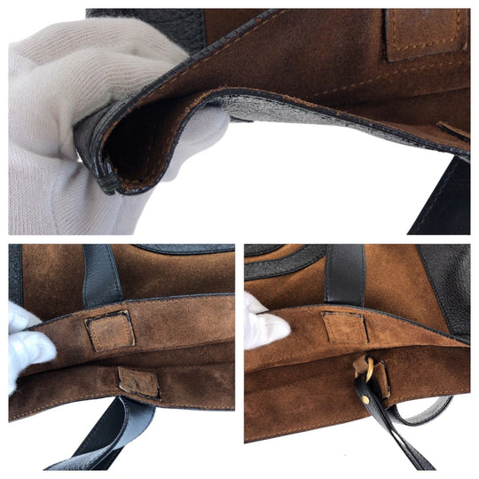 GUCCI Tote Bag 519335 Suede Brown Interlocking