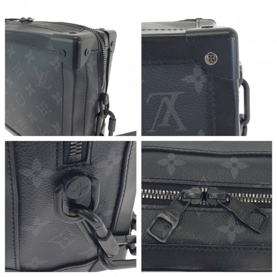 LOUIS VUITTON Shoulder Bag M44730 PVC Black Black Metal Chain Shoulder Bag Pochette Monogram Eclipse Soft Trunk mens Used Authentic