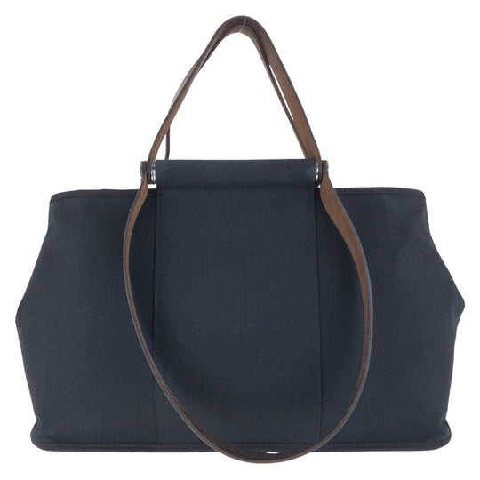HERMES Tote Bag canvas black Kavac Elan PM