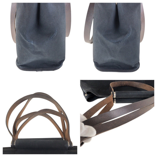 HERMES Tote Bag canvas black Kavac Elan PM