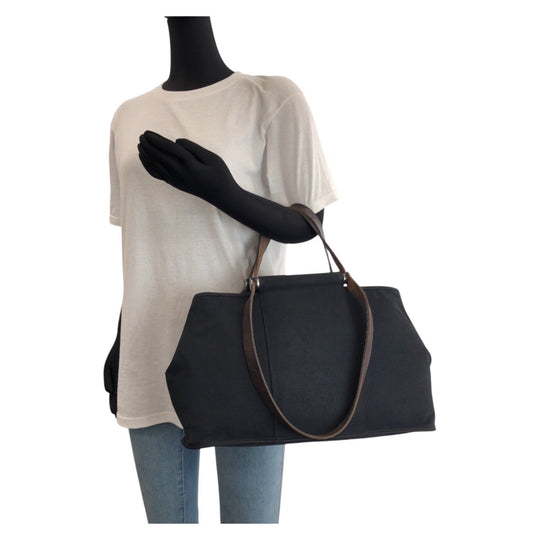 HERMES Tote Bag canvas black Kavac Elan PM