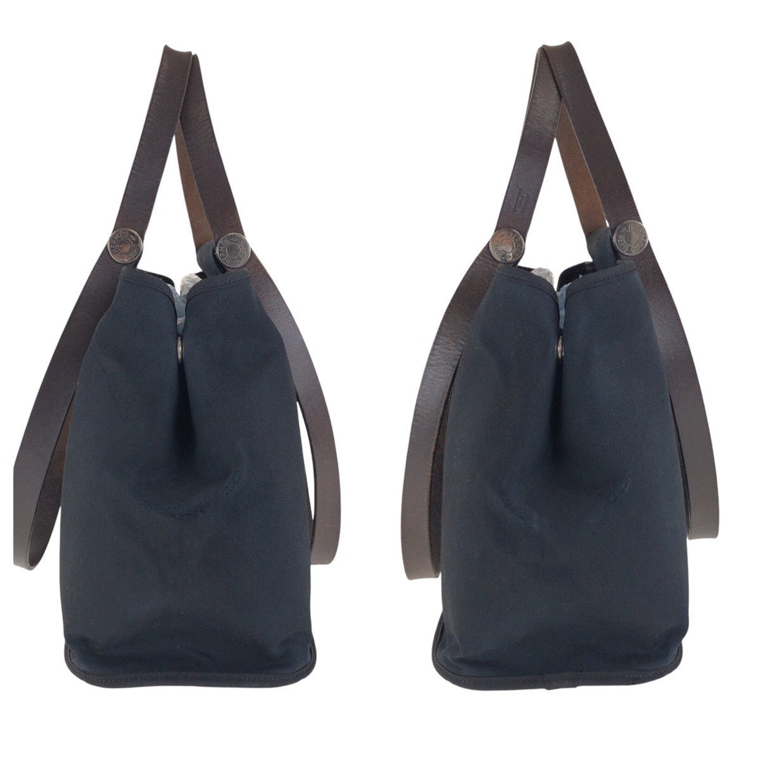 HERMES Tote Bag canvas black Kavac Elan PM