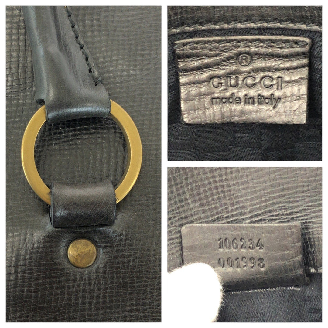 GUCCI Business bag 106232 leather Black GoldMetal Business bag Briefcase Unisex Women Used Authentic