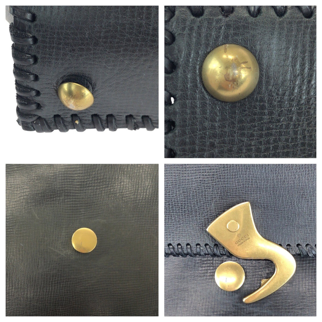 GUCCI Business bag 106232 leather Black GoldMetal Business bag Briefcase Unisex Women Used Authentic