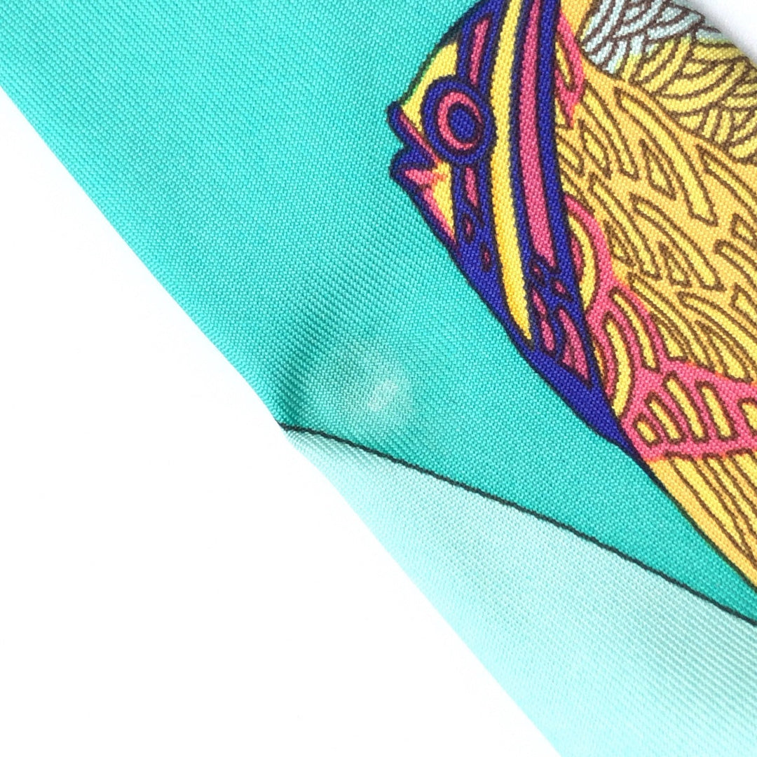 HERMES tie silk multicolor Tropical pattern