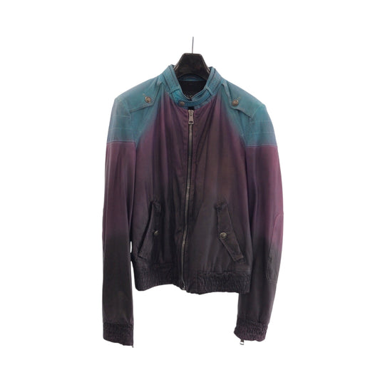 GUCCI Riders jacket leather purple 46