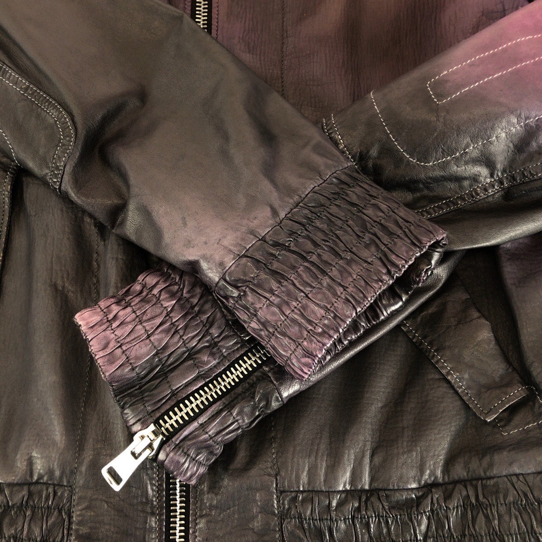 GUCCI Riders jacket leather purple 46