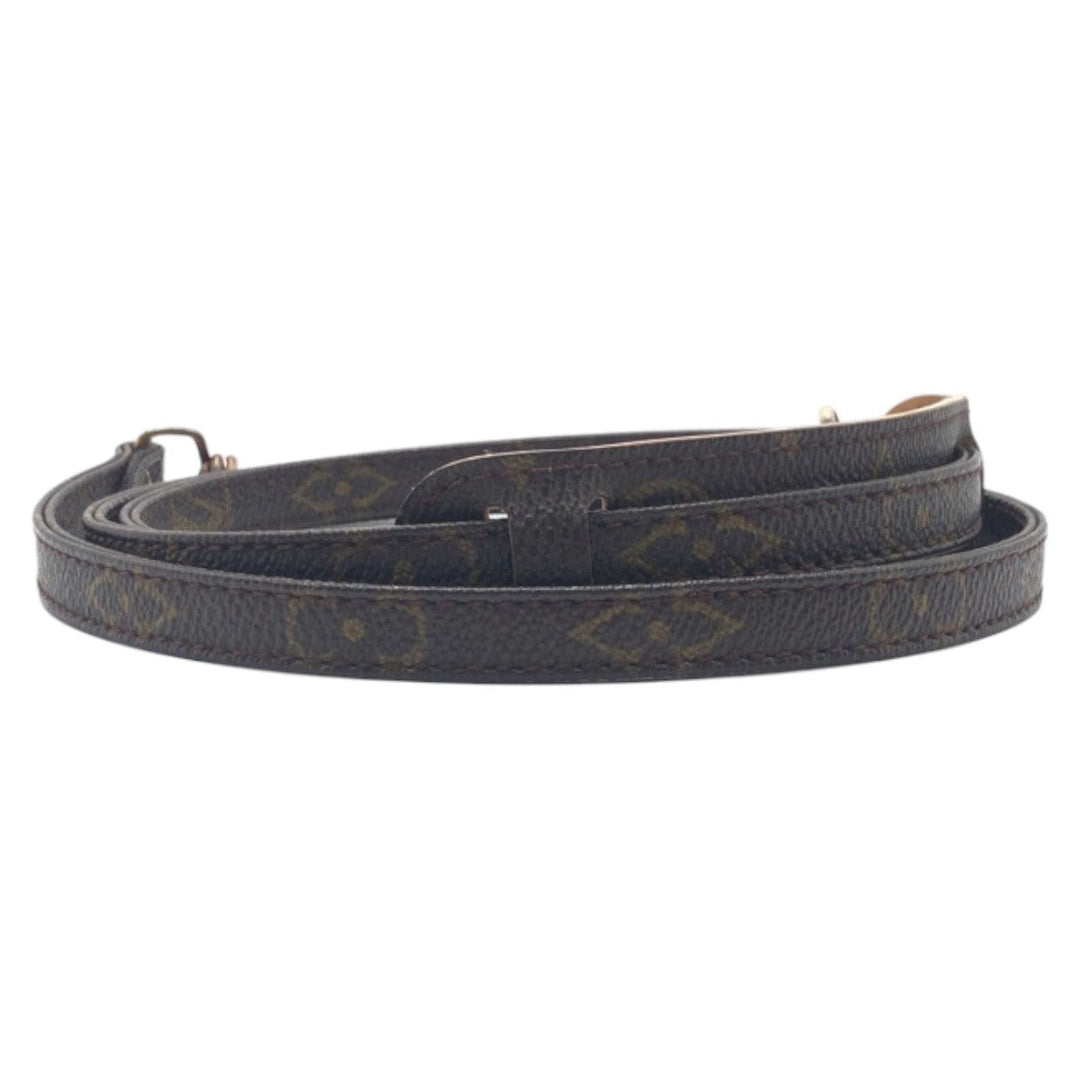 LOUIS VUITTON Shoulder strap leather Brown Shoulder strap unisex Monogram Women Used Authentic