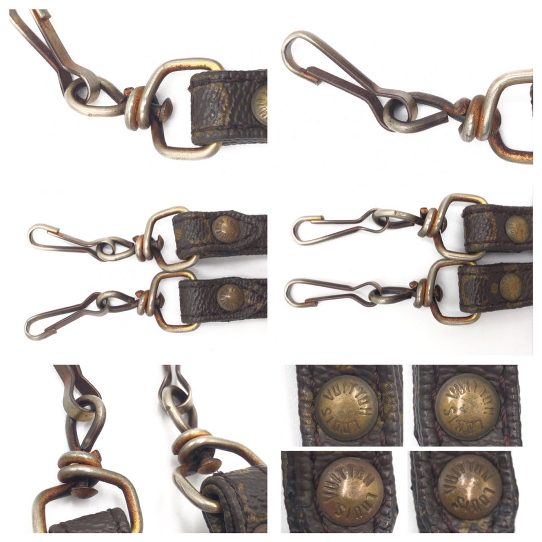 LOUIS VUITTON Shoulder strap leather Brown Shoulder strap unisex Monogram Women Used Authentic