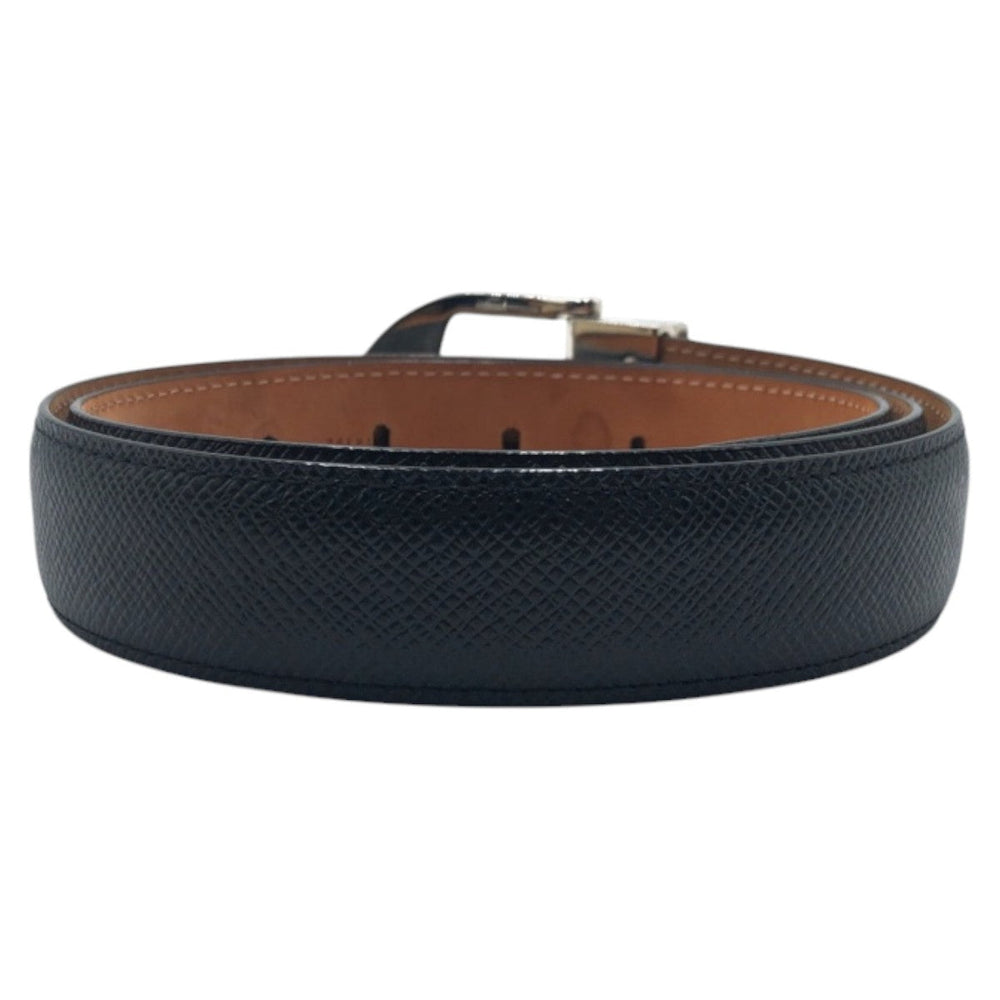 LOUIS VUITTON belt M6843 leather Black Brown Silver Saintur Classic