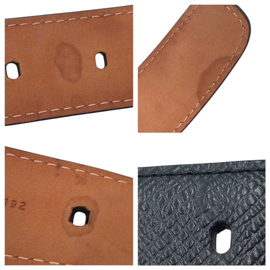 LOUIS VUITTON belt M6843 leather Black Brown Silver Saintur Classic