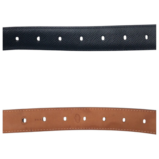 LOUIS VUITTON belt M6843 leather Black Brown Silver Saintur Classic