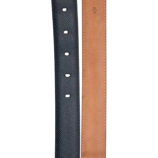 LOUIS VUITTON belt M6843 leather Black Brown Silver Saintur Classic