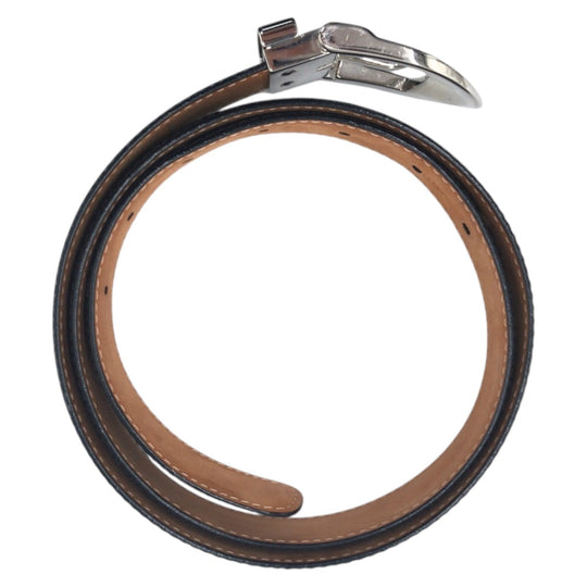 LOUIS VUITTON belt M6843 leather Black Brown Silver Saintur Classic