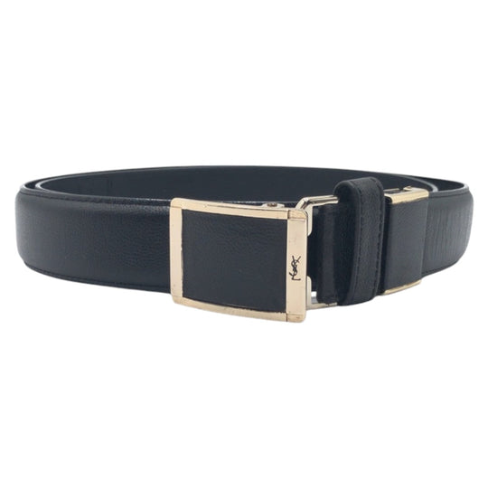 Yves Saint Laurent belt leather Black Silver YSL