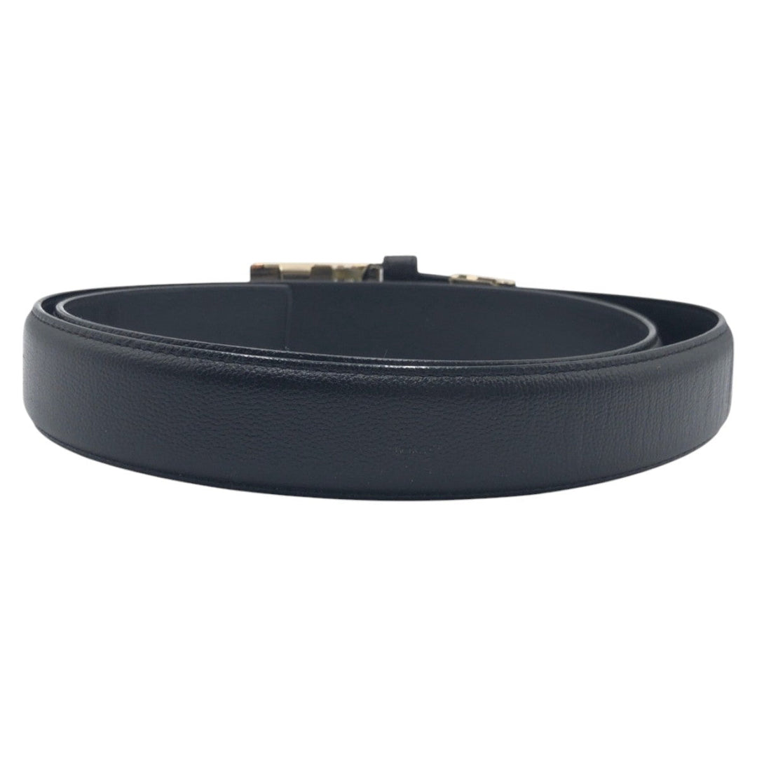 Yves Saint Laurent belt leather Black Silver YSL